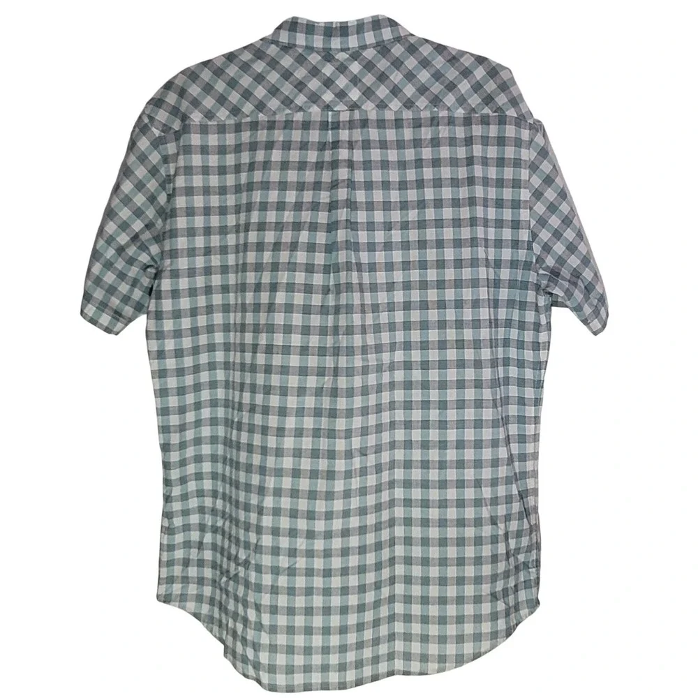 Levi's Button‎ Down Shirt Mens XL Teal White Gingham Short Sleeve Check Plaid